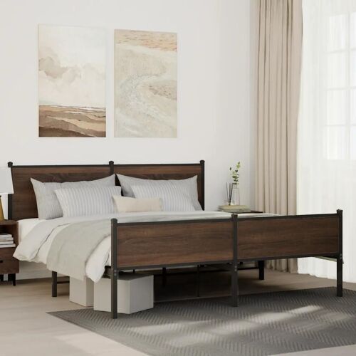 vidaXL Cadre de lit en métal sans matelas chêne marron 160x200 cm