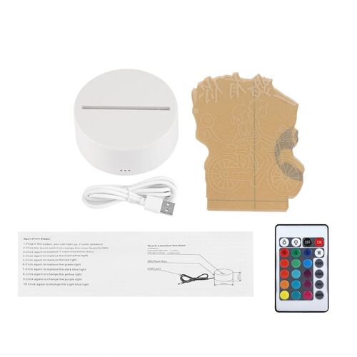 Base De Lampe Usb 4,5 V À Sept Couleurs, Interrupteur Tactile, Motif Acrylique Goodnice