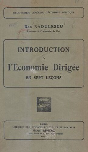 Introduction À L'économie Dirigée En Sept Leçons