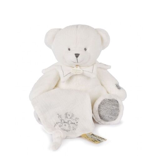 Doudou Mouchoir Ours 30 Cm Argent - Doudou Et Compagnie