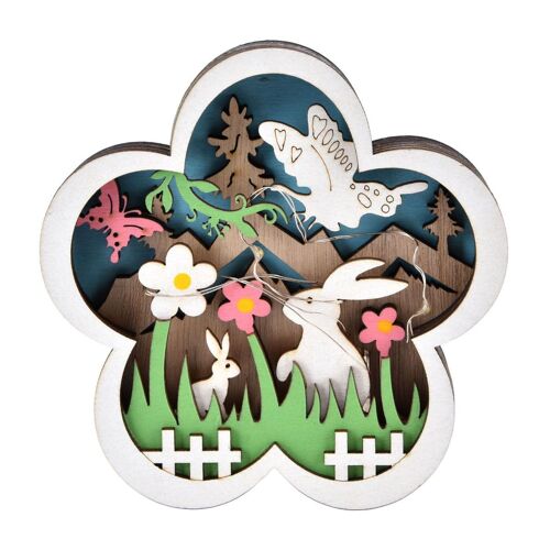 Fleur En Bois De Pâques, Jolie Lumière Led, Décoration Faite À La Main Goodnice