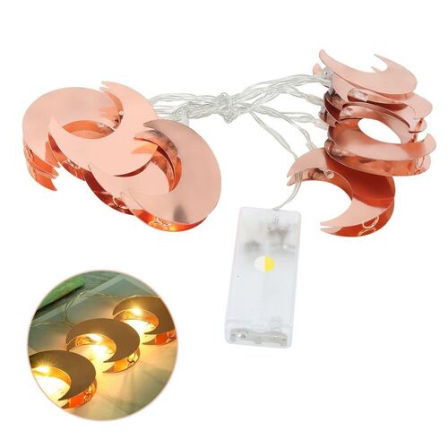 Guirlande Lumineuse 10 Led De 1,2 M De Long Avec Pendentif Lune En Métal Doré Rose Pour Goodnice