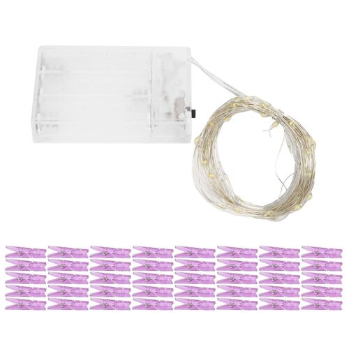 Guirlande Lumineuse À Clip Photo 4 M, Lumière Blanche Chaude, 40 Clips, Batterie Goodnice