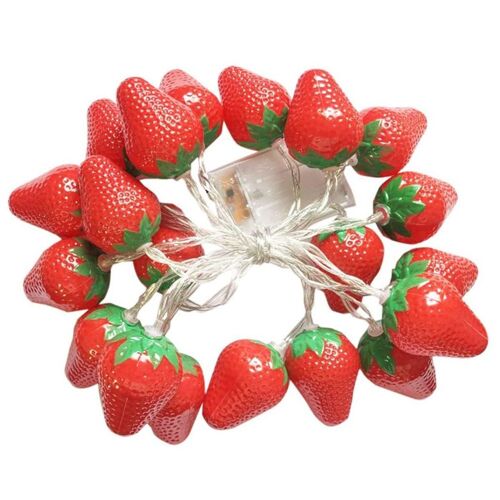 Guirlande Lumineuse Fraise À 20 Led De 3 Mètres De Long, Fonctionnant Sur Piles Goodnice