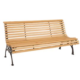 Banc De Jardin Hwc-O24, Banc 3 Places En Bois Et Fonte, 160 Cm   Naturel