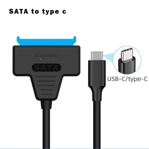 Câble adaptateur SATA vers USB3.0/type-c jusqu'à 6 Gbps, prise en charge haute vitesse, disque dur externe SSD de 2.5 pouces, câble Sata III à 22 broches--type c 3.0
