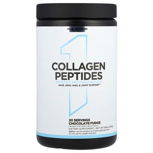 Rule One Proteins Peptides De Collagène + Vitamine C Et Acide Hyaluronique, Fudge Au Chocolat, 250 G 
