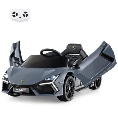 Lamborghini Voiture Électrique 12v/4,5 Ah Pour Enfants 3-8 Ans,Télécommande 2.4g, 2 Moteur, Mp3, Usb, Tf, Radio, Récit Gris