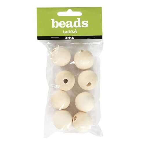 Creativ Company - Wooden Beads Ø 25mm, 8pcs. 566700