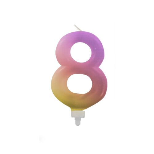 BOUGIE CHIFFRE 8 FÉERIQUE PASTEL 9CM