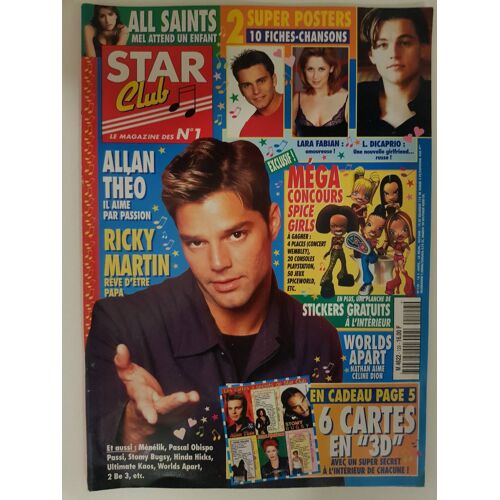 Star Club N129 Août98 Magazine Revue Ricky Martin/2b3/All Saints/Spice Girls/Leonardo Dicaprio/Allan Théo/Worlds Apart/Lara Fabian/Pascal Obispo/Passi/Stomy Bugsy/Na-Na/Hinda Hicks/Ultimate Kaos/