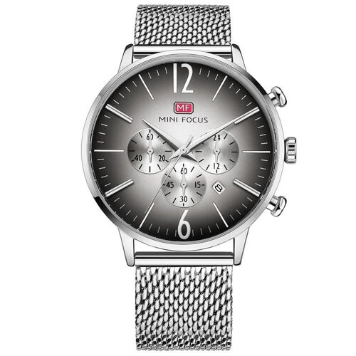 Mini Focus À La Mode Hommes Étanche À Quartz Mouvement Acier Maille Bracelet Montre-Bracelet(05)