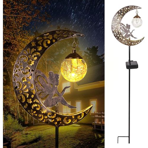 Asfasfq-Lampes Solaires D'extérieur Étanches En Verre Craquelé - Décoration Led En Métal Pour Allée, Terrasse, Pelouse - Idée Cadeau Unique Pour Maman