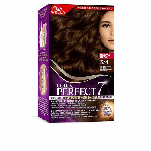 Teinture Permanente Wella Color Perfect 7 Nº 3/4 Cheveux Gris Chatain Foncé 60 Ml 