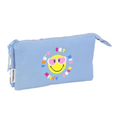 Fourre-tout Smiley Joyful Multicolore Bleu Clair 22 x 12 x 3 cm