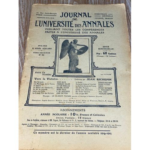 Publication Très Rare Du « Journal De L’Université Des Annales » 1914-1915