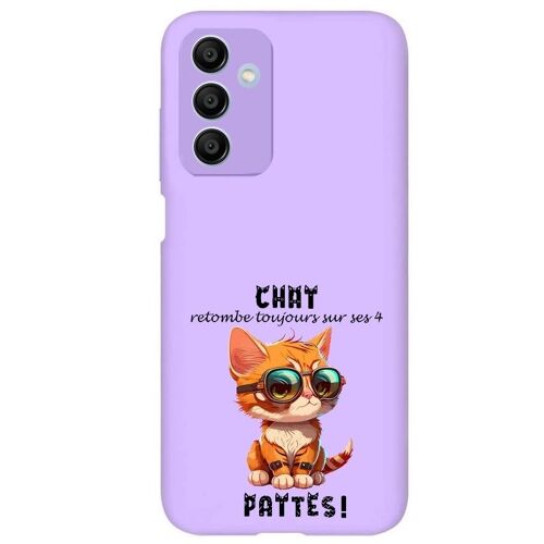 Coque Violet Pour Galaxy A05s Chat Pattes