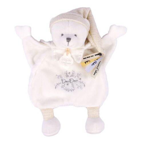 Doudou Plat Ours Cape 25 Cm Blanc - Doudou Et Compagnie