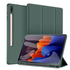 Étui Intelligent Avec Porte-Stylo Pour Samsung Galaxy Tab, Coque Pour S8, S7, A9, S9 Fe, 11 Funda Galaxy Tab, S10, S7 Plus, S8, S9 Fe Plus, 12.4-Tab S7 S8 Plus 12.4-Darkvert