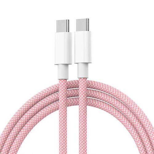 Câble de charge rapide USB de type C pour téléphone portable, cordon de chargeur tressé PD 60W, pour IPhone 15, Android, Samsung, Huawei Rose 1m