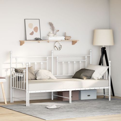 Lit De Jour Vidaxl Avec Lit Escamotable Blanc 75x190 Cm En Acier