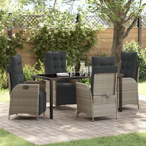 vidaXL Ensemble de 5 pièces de salle à manger de jardin gris clair en poly rattan