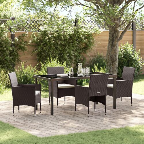Vidaxl Ensemble De Jardin 5 Pièces Marron Rotin Poly