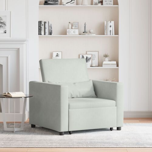 vidaXL Fauteuil Convertible Gris clair Tissu en polyester, mousse, bois