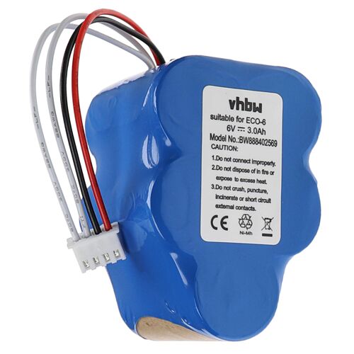 vhbw 1x Batterie compatible avec Ecovacs Deebot D63s, D66, D68, D62s, D62, D63, D630, D650, D660, D680, D65, D710 aspirateur (3000mAh, 6V, NiMH)