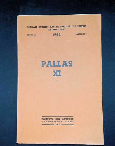 Pallas Xi Année Xi 1962 Fascicule 2