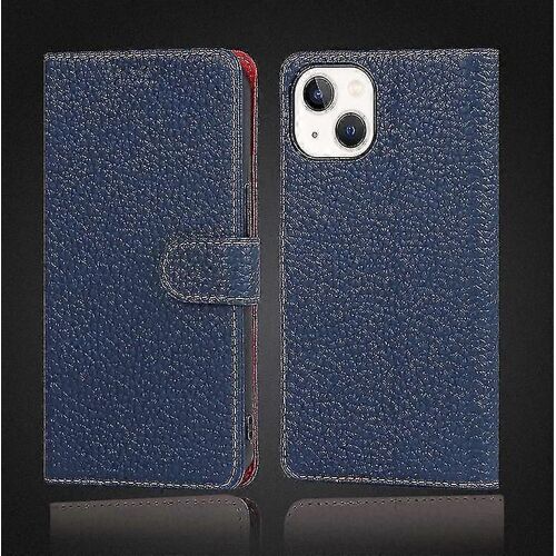 Coque iPhone 13-6.1 », Premium Leather Wallet Flip Cover [Protection complète de l'objectif] [Fermeture magnétique] Compatible avec Apple iPhone 13 (bleu)