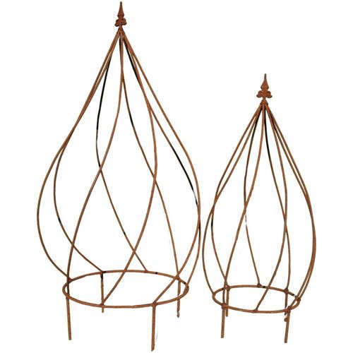 Topiaire En Fer Forgé Rouillé (Lot De 2)