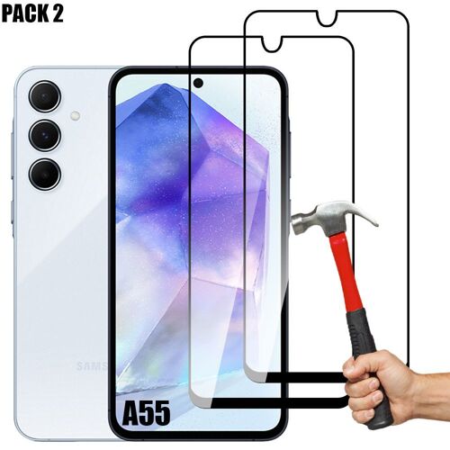 Verre Trempé Intégral Pour Samsung Galaxy A55 5g - Pack De 2 Vitres Noir Anti-Rayures - E.F.Connection