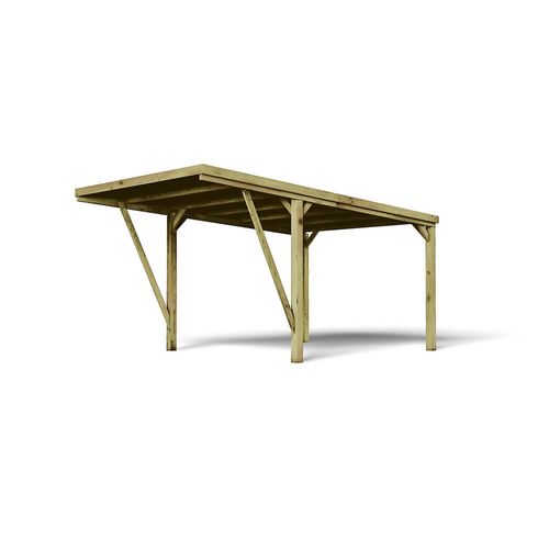 Carport En Bois Traité Victor Modern 1 Voitures 3,22x5,12x2,61m