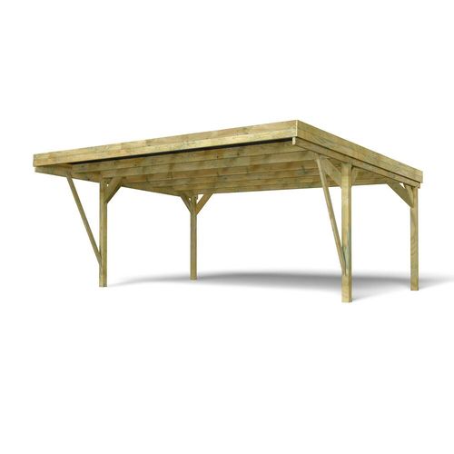 Carport Bois Traité Double Victor Design 2 Voitures 6,04x5,12x2,74m