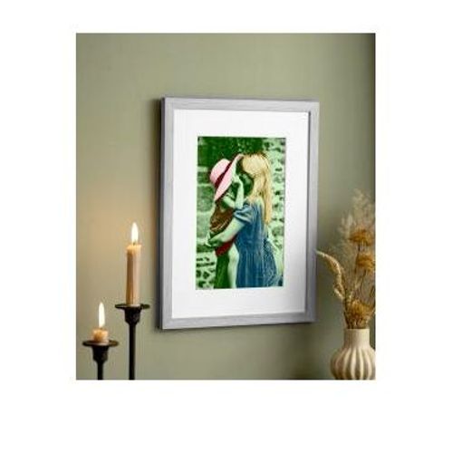 CADRE DESIGN MODERNE PHOTO ALUMINIUM BROSSé ET VERRE 35X25 CM MURAL DEMONTABLEPRATIQUE DECORATION MAISON  A ACCROCHER A DOUBLE SENS