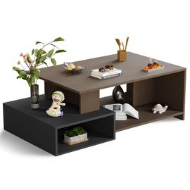 Table Basse Salon, Roygbiv Table Basse Bois Avec Rangement Ouvert. Table Basse Industrielle Couleur Bois Et Noir 108 X 60 X 36 Cm