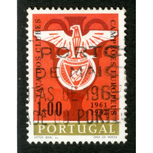 Timbre Oblitéré Portugal, Taça Dos Clubes Campeoes Europeus, 1961-1962, 1s00