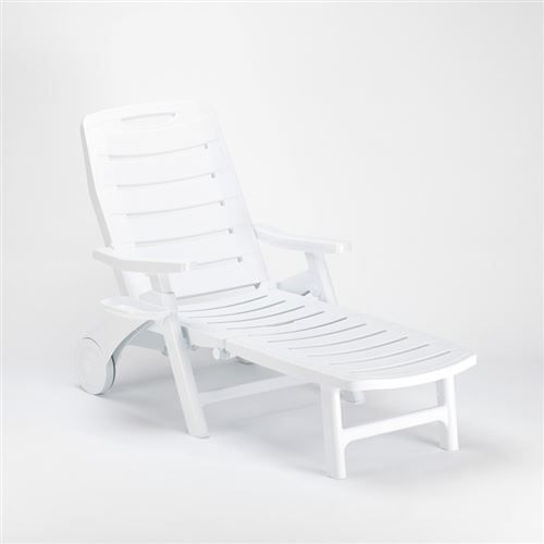 Bain De Soleil Pliant En Plastique Pour La Piscine Et La Plage Premiere Grand Soleil, Couleur: Blanc