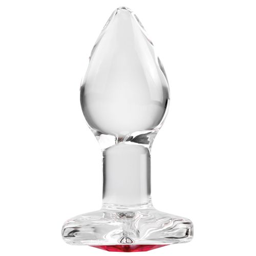 Bijoux Anal Plug Bijou En Verre Heart Gem Small 6 X 2,7 Cm Rouge