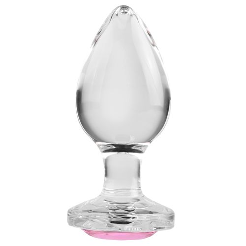 Bijoux Anal Plug Bijou En Verre Gem Glass Large 8,5 X 3,8 Cm Rose
