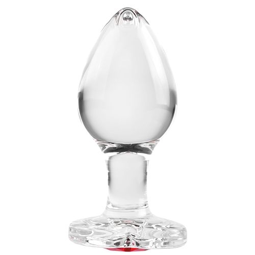 Bijoux Anal Plug Bijou En Verre Heart Gem Medium 7 X 3,3 Cm Rouge