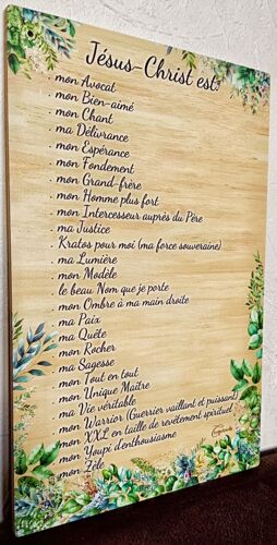 Tableau léger en bois à message spirituel chrétien pour décoration murale Méditation sur JÉSUS-CHRIST tirée de la Bible
