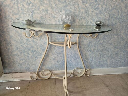 Console Demi Lune En Verre