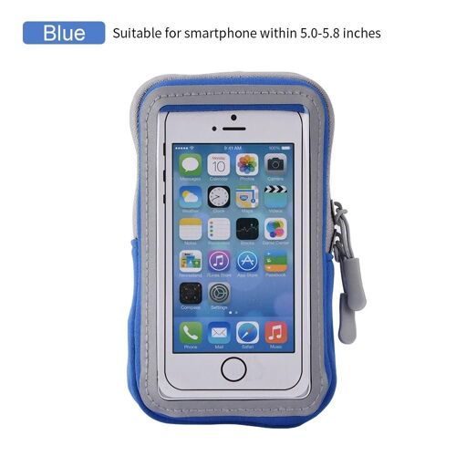 Brassard De Sport Support De Téléphone Sac D'extérieur Universel Porte-Clés Bleu Pour Téléphone 5.0-5.8 Pouces