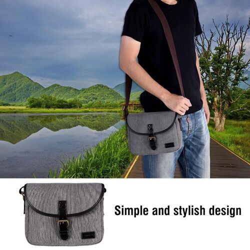 Nouveau sac en toile d'appareil photo rétro avec sangle réglable pour Sony Nikon (gris)