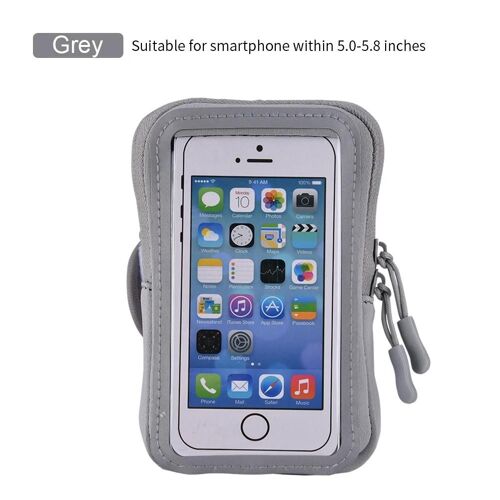 Brassard De Sport Support De Téléphone Sac D'extérieur Universel Porte-Clés Gris Pour Téléphone De 5,0 À 5,8 Pouces