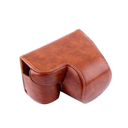 Sac d'appareil photo en cuir PU avec sangle pour Sony A6000 et objectif de caméra 16-50mm (marron)