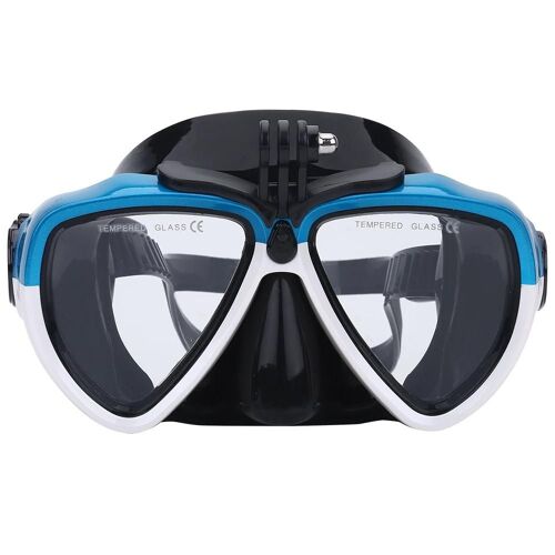 Lunettes de plongée en verre trempé anti-buée avec support pour GoPro Xiaomi Yi (blanc et bleu)