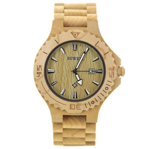 Bewell En Bois Lumineux Bois De Santal Fait À La Main Montre Pour Hommes Montre-Bracelet À Quartz (Érable)